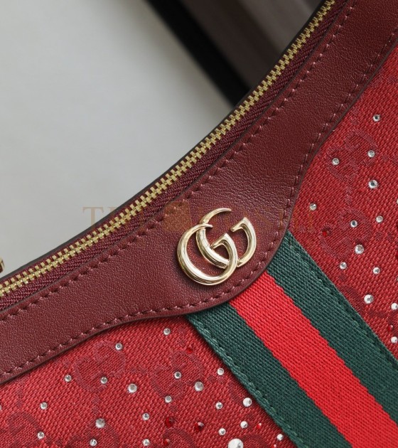 Gvc*1 Ophidia Small Boston Shoulder Bag Burgundy Size 26×15×6.5cm Master Quality