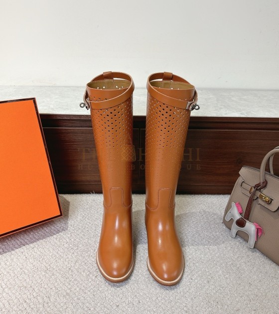 H**me5 Jumping Riding Boots Swift Calfskin Brown Women