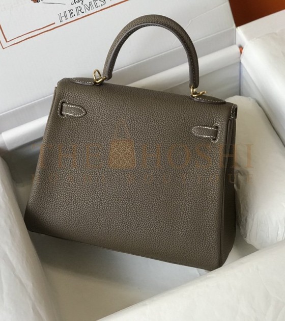H**me5 Kelly 28 Togo Leather Graphite Grey Gold Hardware 28cm Handmade Master Quality