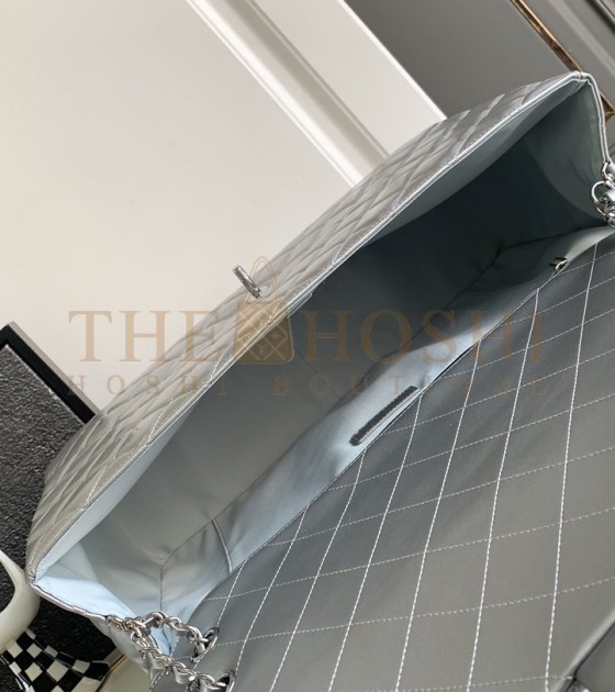 Ch**el Deauville Tote Bag Metallic Lambskin Silver Size 37×28×18cm Master Quality