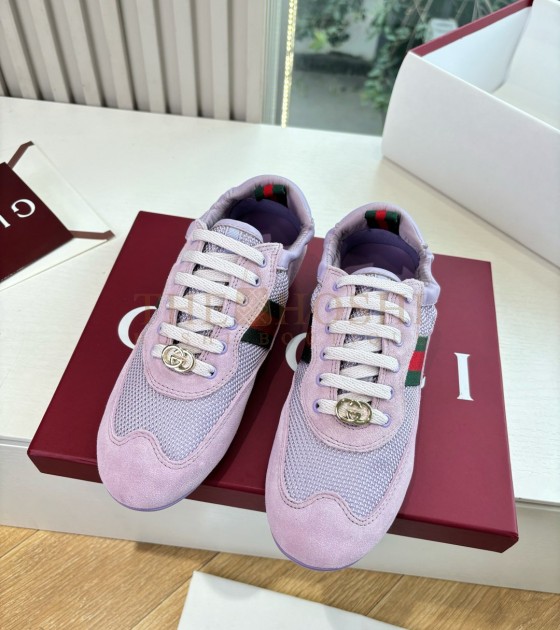 Gvc*1 Ace Sneakers Women White Suede Leather GG Canvas Size 35-40 Master Quality