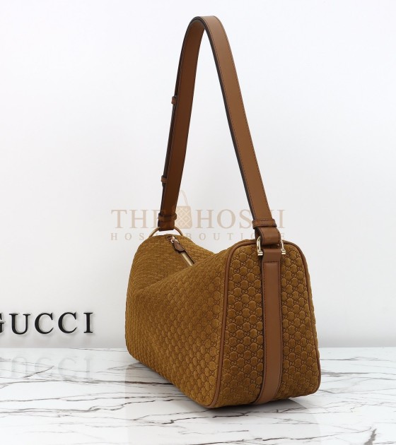 Gvc*1 Horsebit Shoulder Bag Suede Leather Brown Size  38*20*15 cm Master Quality
