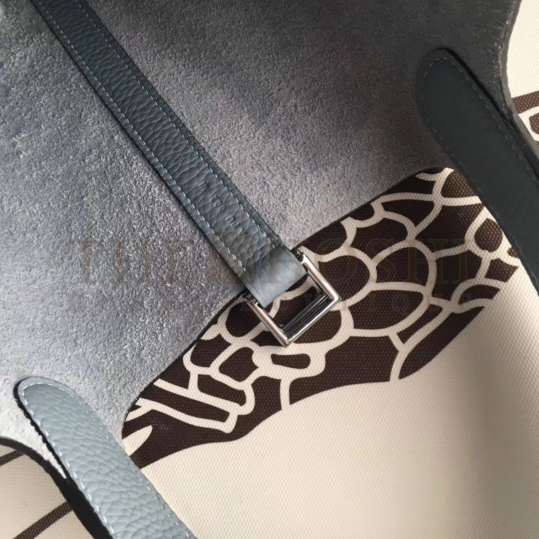 H**me5 Blue Lin Picotin Lock 18cm Bag With Braided Handles Master Quality