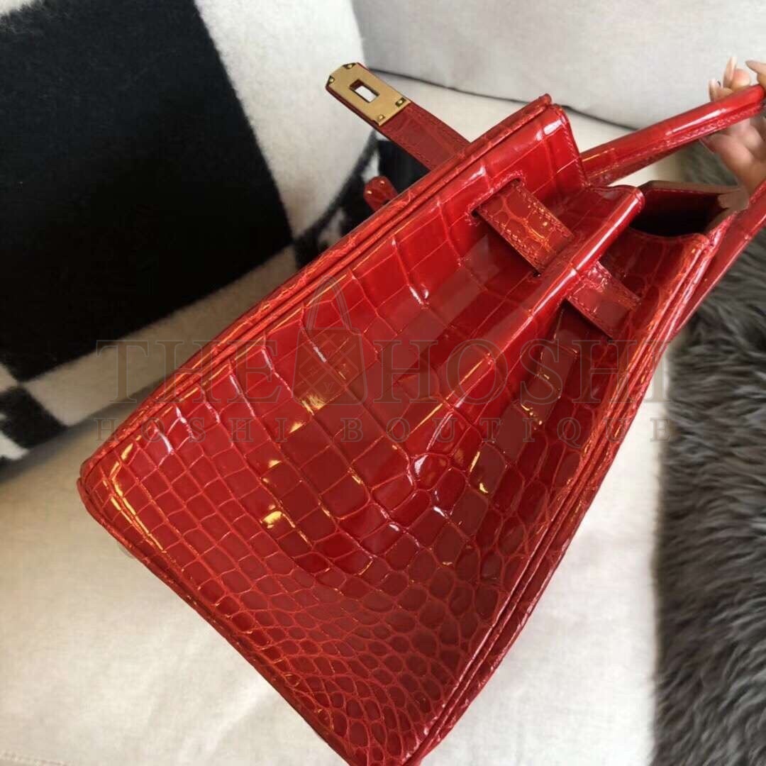H**me5 Red Birkin 30cm Crocodile Niloticus Shiny Bag Master Quality