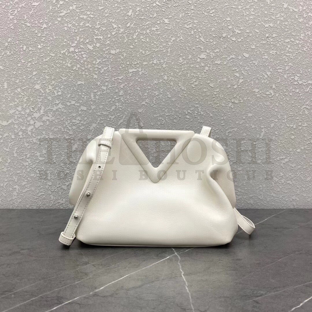 B0tt*ga Ven*ta Small Point Top Handle Bag In White Leather Master Quality