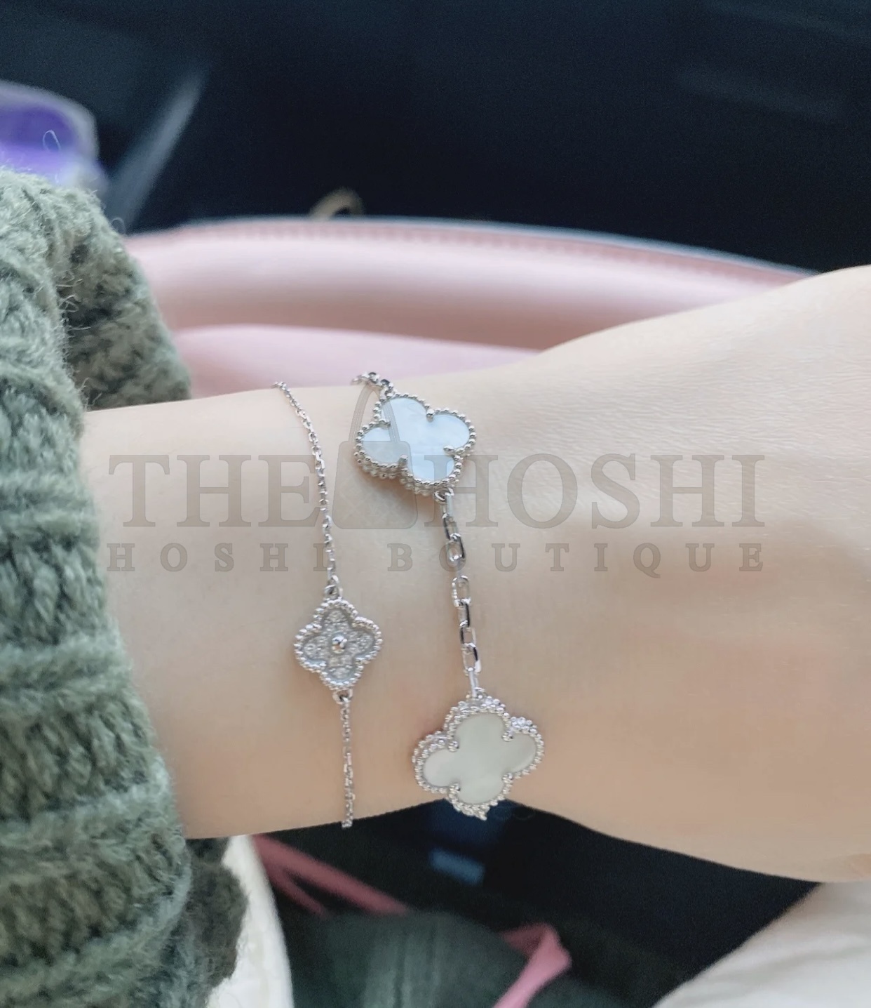 Clover Bracelet,V*n Cl**f Bracelet Dupe, White Mother-of-Pearl Clover Bracelet, Vintage Alhambra bracelet, 5 motifs Master Quality