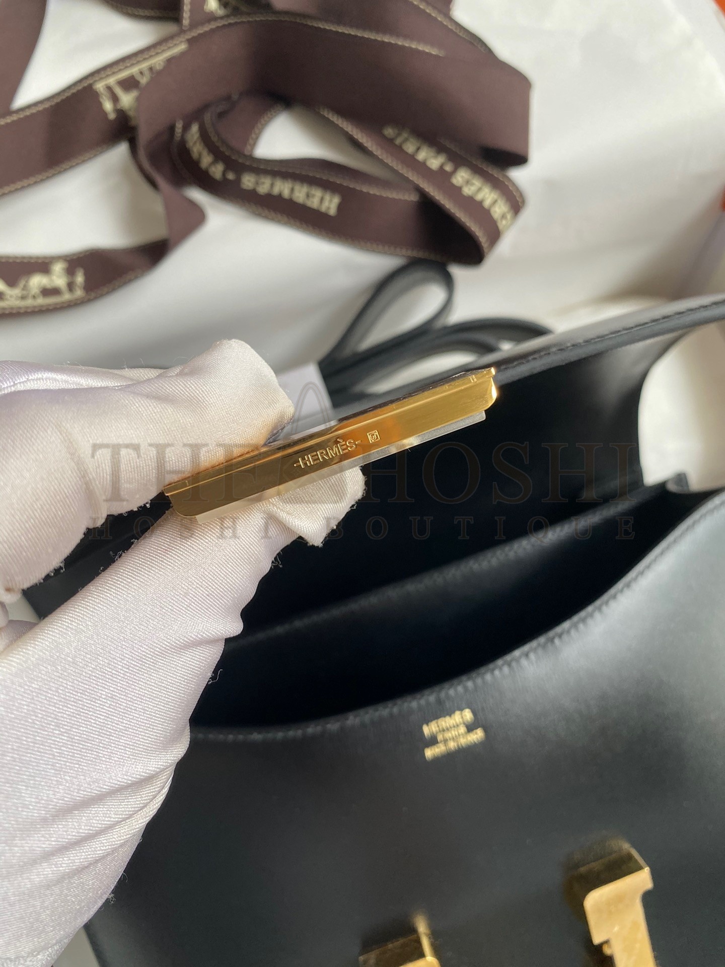 H**me5 Constance  Handmade Bag In Black Box Calfskin Master Quality