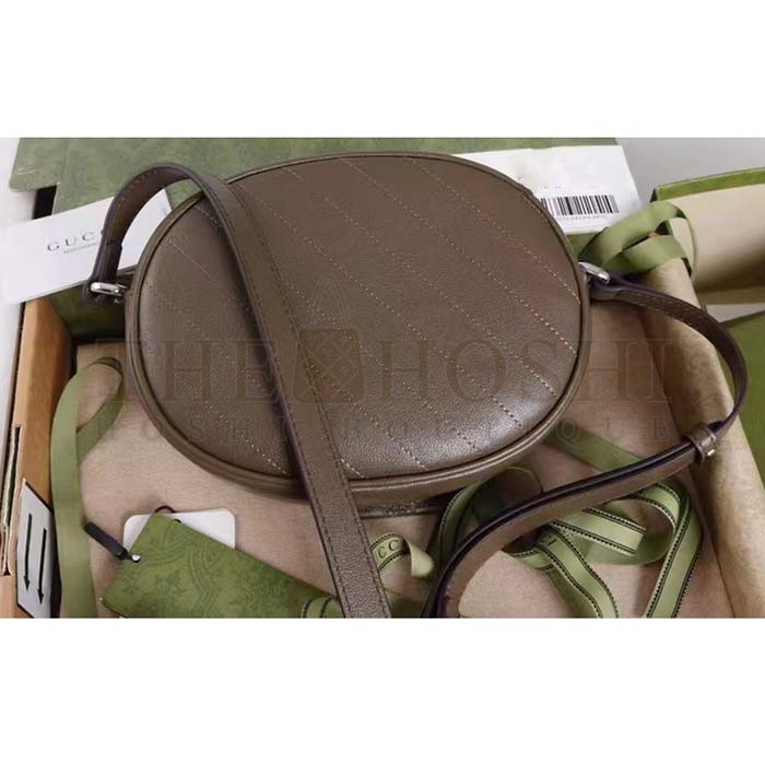 Gvc*1 Women GG Blondie Mini Shoulder Bag Brown Leather Round Interlocking G Patch Master Quality