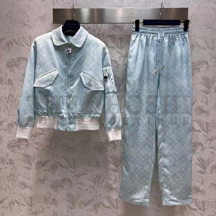 L0vis Vvtt0n Men LV Monogram Cloud Baggy Pajama Pants Silk Sky Blue 1AC2HG Master Quality