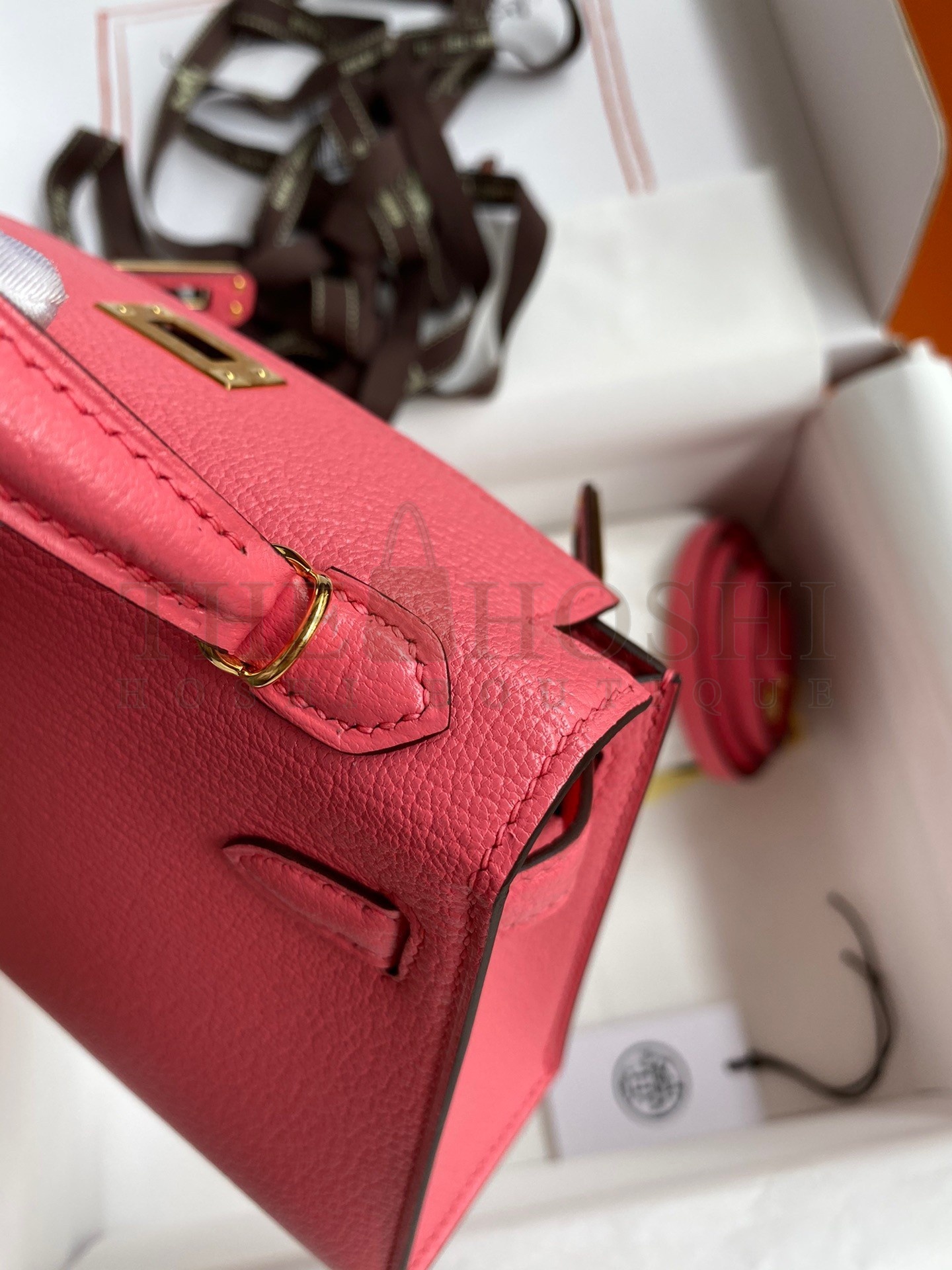 H**me5 Kelly Mini II Sellier Handmade Bag In Rose Lipstick Chevre Mysore Leather Master Quality