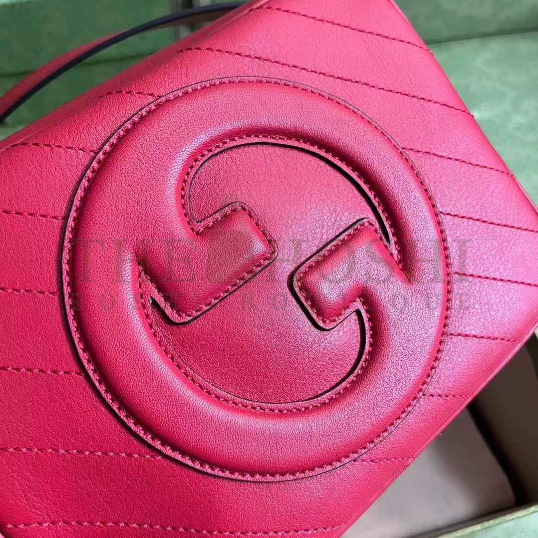 Gvc*1 Women GG Blondie Small Shoulder Bag Red Leather Round Interlocking G Master Quality
