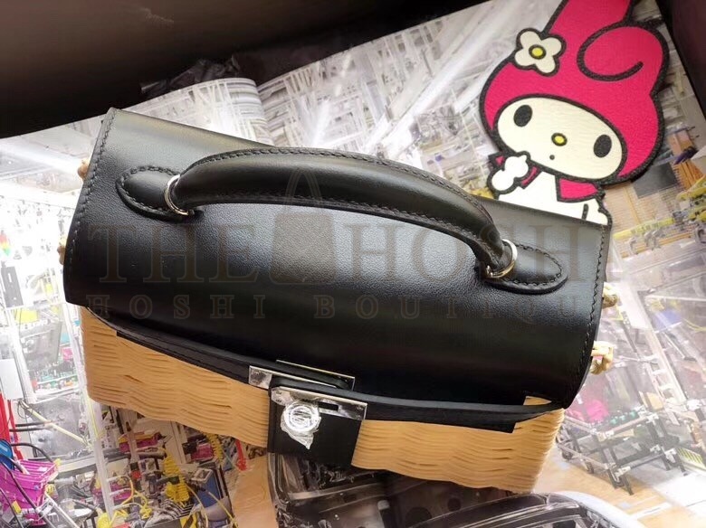 H**me5 Black Picnic Kelly Mini 20cm Wicker Bag Master Quality