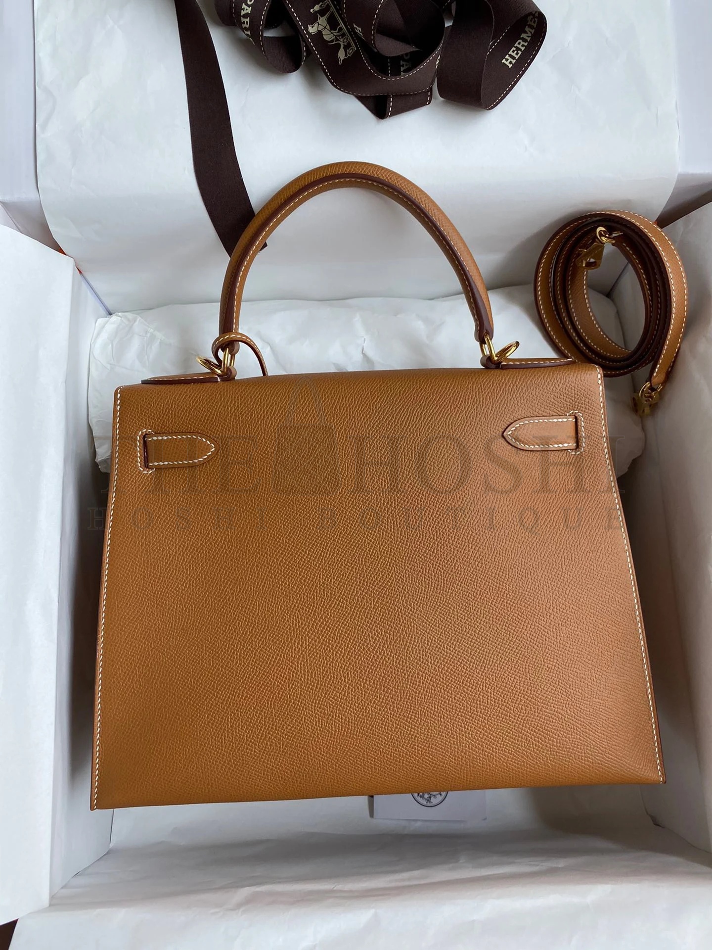 H**me5 Kelly Sellier 28 Handmade Bag In Gold Epsom Calfskin Master Quality