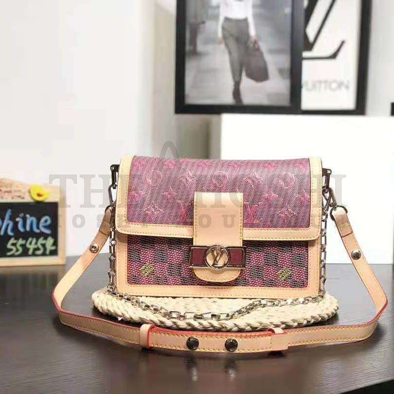 L0vis Vvtt0n LV Women Dauphine MM Handbag in Monogram Canvas-Pink Master Quality
