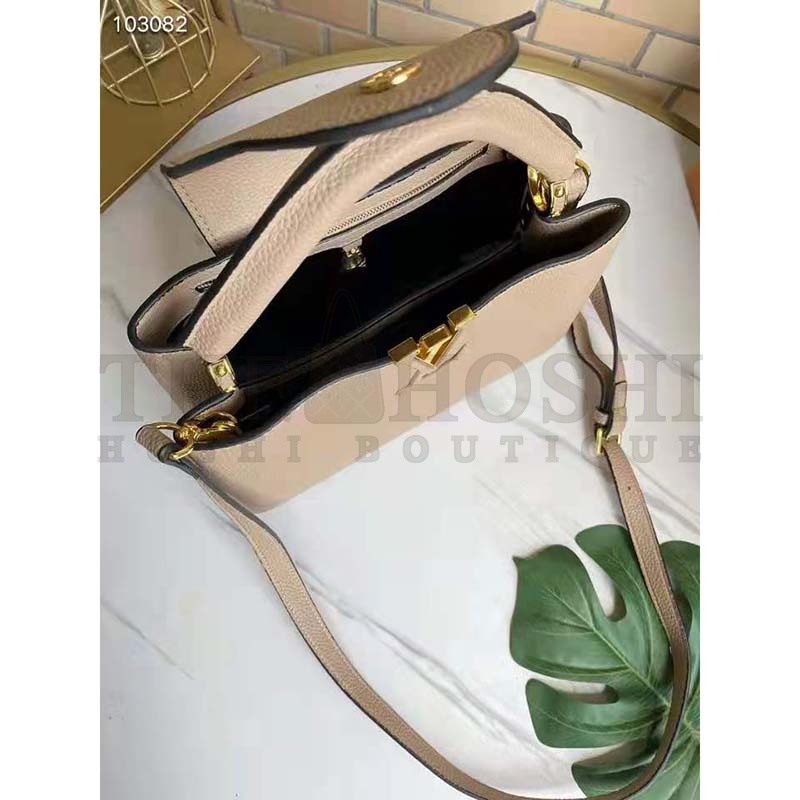 L0vis Vvtt0n LV Women Capucines MM Handbag Galet Gray Taurillon Leather Master Quality
