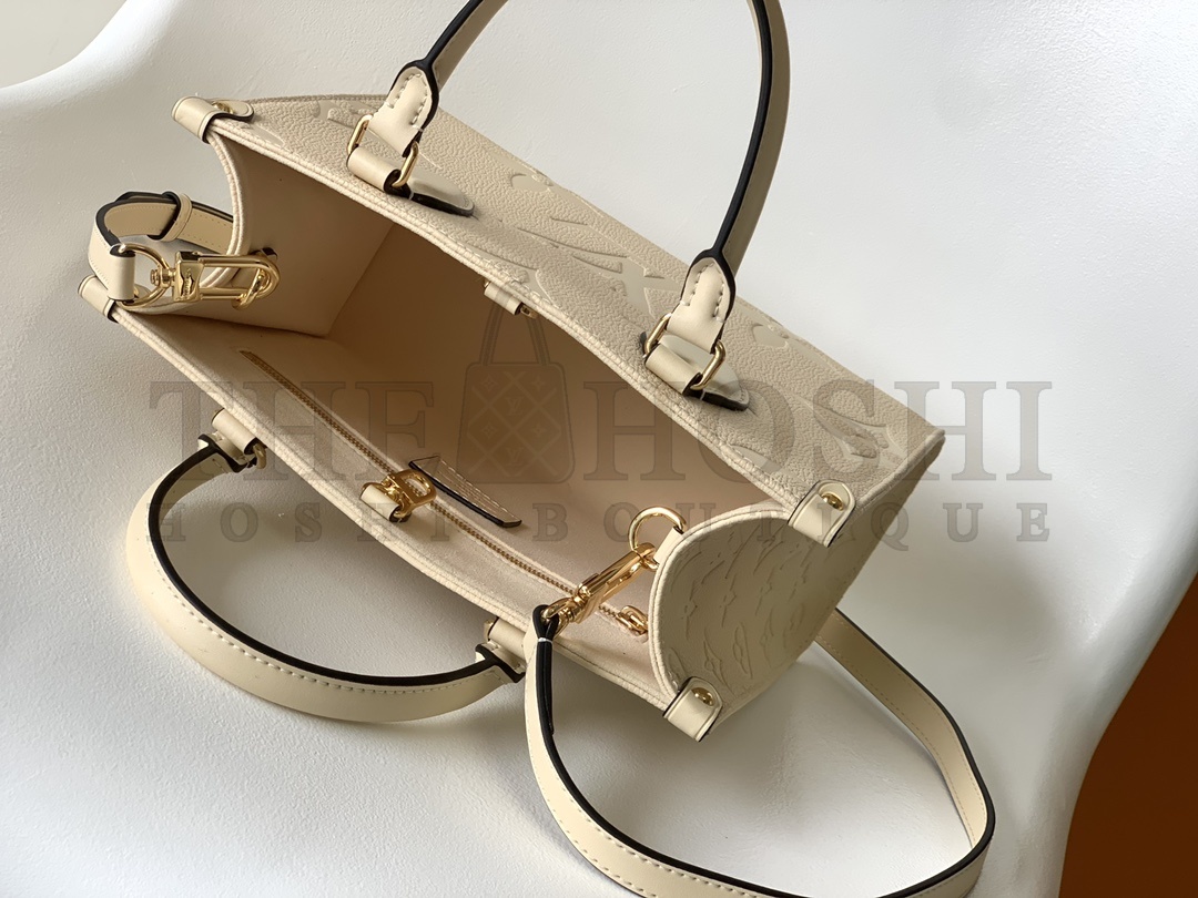 L0vis Vvtt0n LV Women Onthego PM Tote Crème Beige Embossed Grained Cowhide Leather M46569 Master Quality
