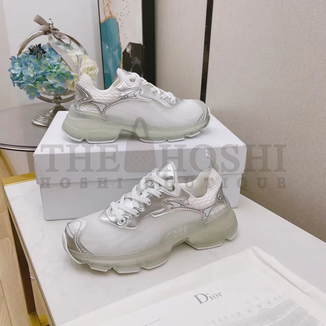 D10r Vibe Sneakers In White Mesh and Silver Leather Master Quality
