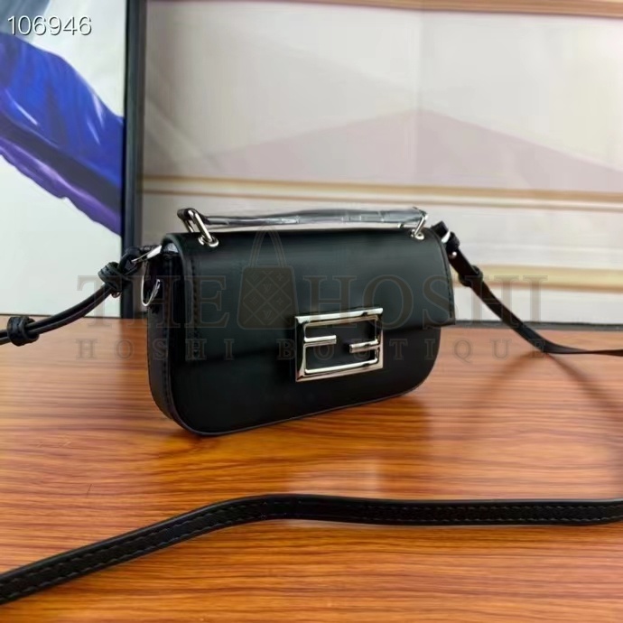 F**di Women FF Baguette Phone Pouch Black Silk Pouch Master Quality