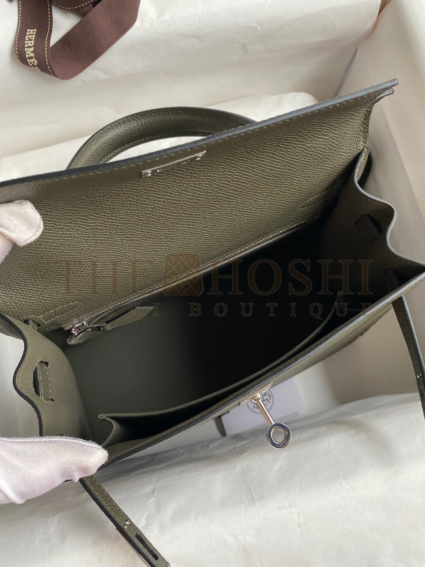 H**me5 Kelly Sellier 25 Handmade Bag In Vert De Gris Epsom Calfskin Master Quality