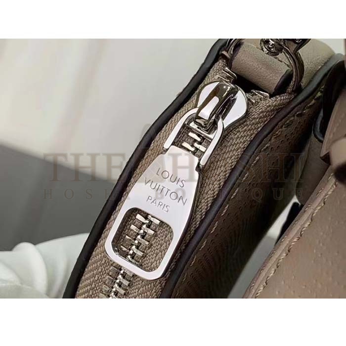 L0vis Vvtt0n LV Women Bella Bucket Bag Gray Mahina Perforated Calfskin Leather Master Quality