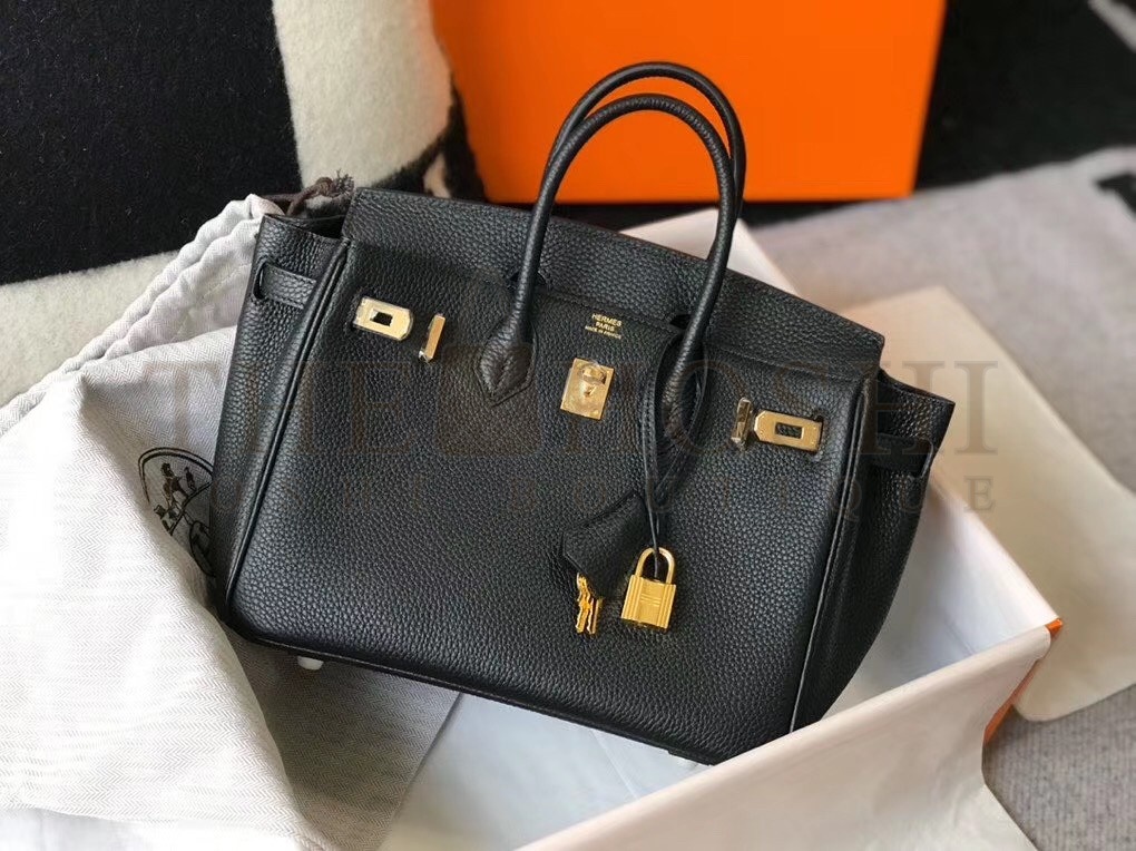 H**me5 Birkin 25 Bag In Black Clemence Leather with GHW Master Quality