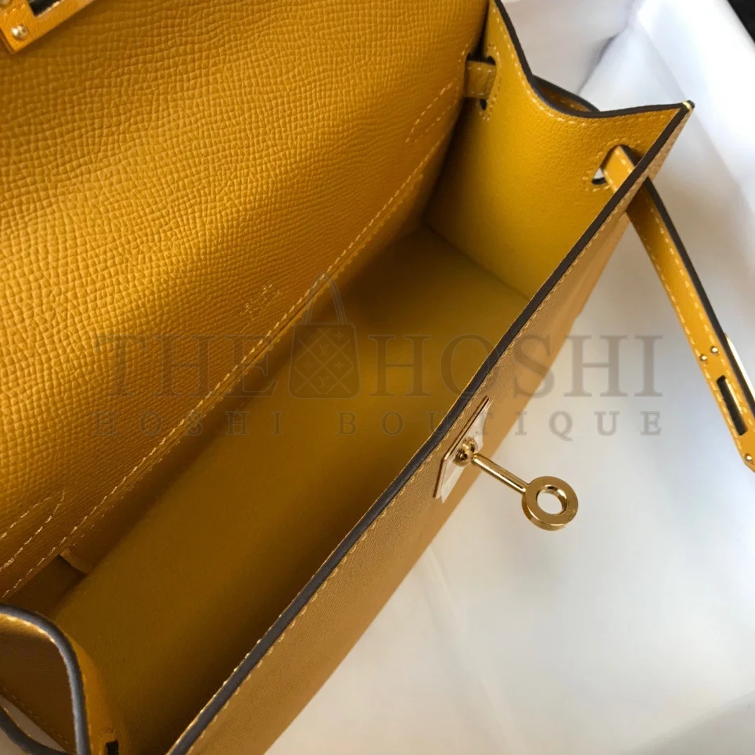H**me5 Kelly Pochette Clutch Bag In Yellow  Epsom Leather Master Quality