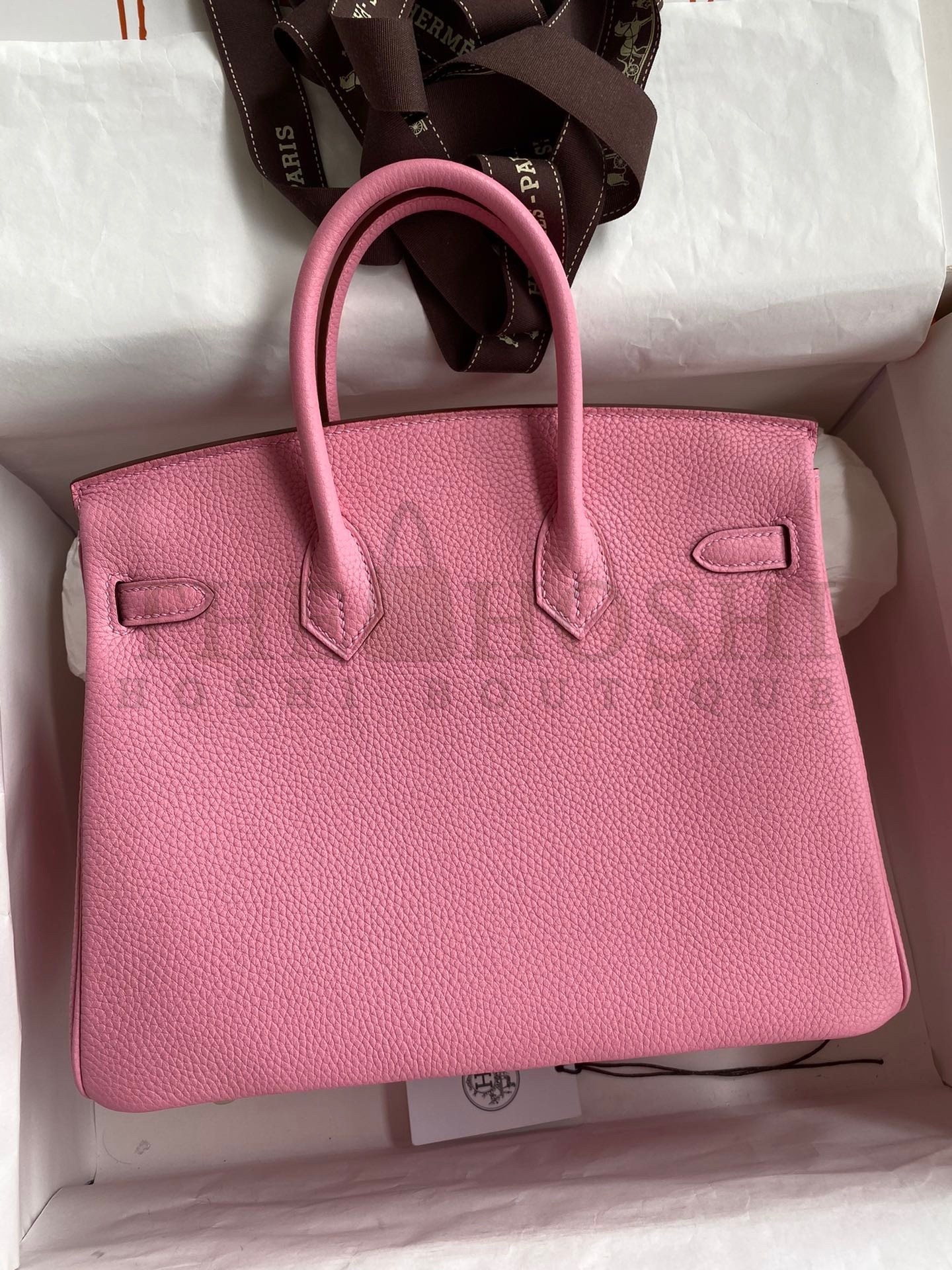 H**me5 Birkin 25 Retourne Handmade Bag In Pink Clemence Leather Master Quality