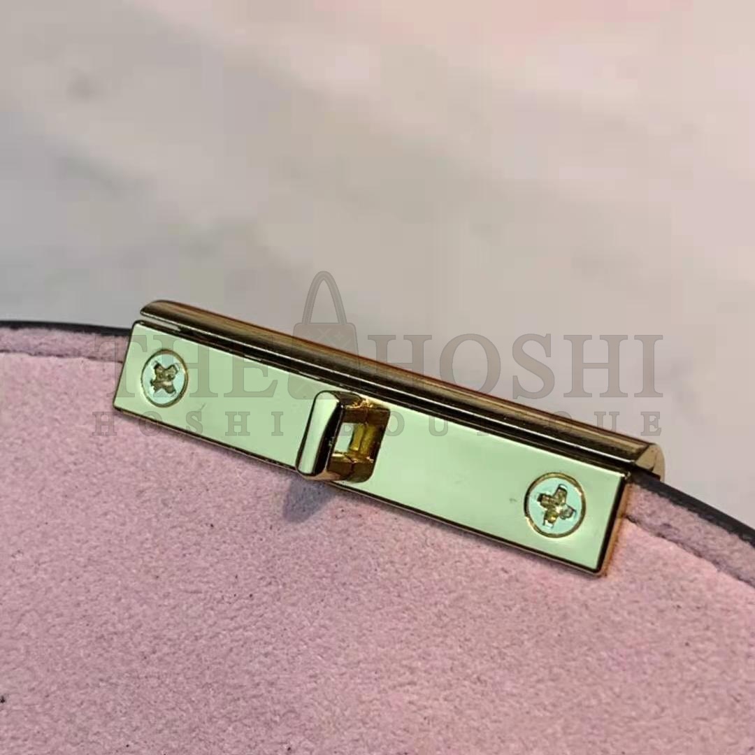 L0vis Vvtt0n LV Women Croisette Chain Wallet Magnolia Pink Damier Ebene Coated Canvas Master Quality