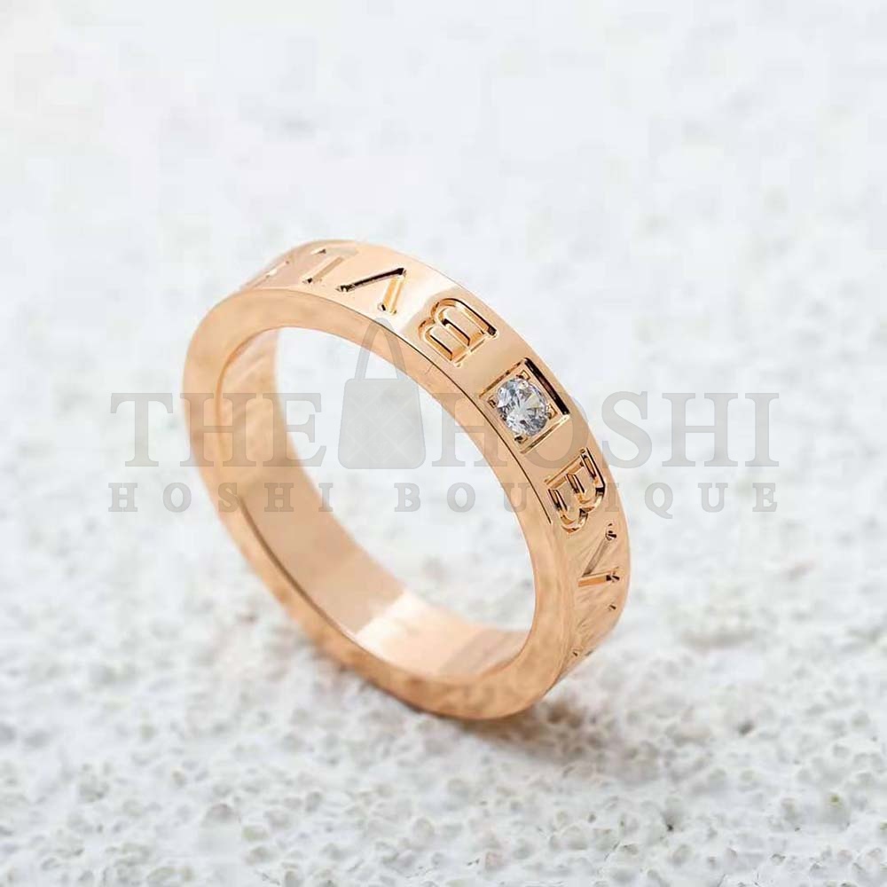 Bv1g*ai Women Bv1g*ai Bv1g*ai Ring 18 KT Rose Gold Ring with D1am0nd Master Quality