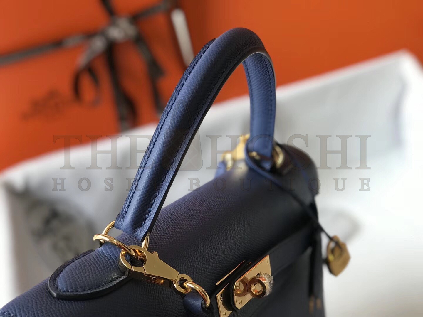 H**me5 Kelly 28cm Sellier Bag In Blue Agate Epsom Leather Master Quality