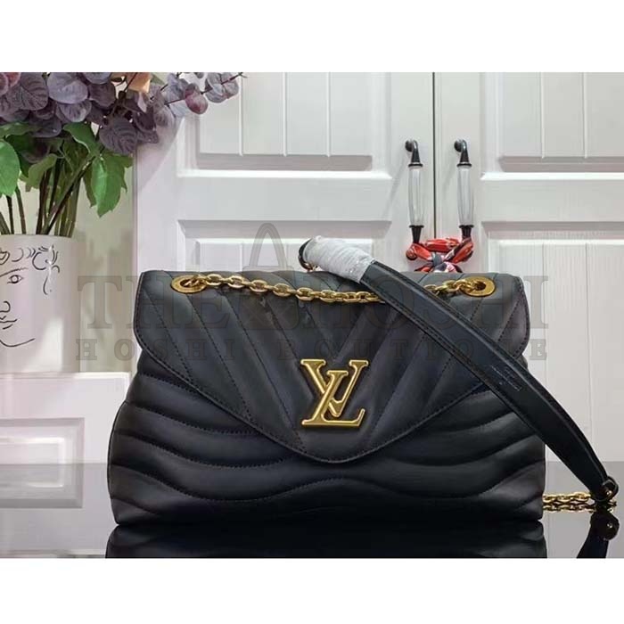 L0vis Vvtt0n LV Women New Wave Chain Bag GM Black Quilted Smooth Calf Leather Master Quality
