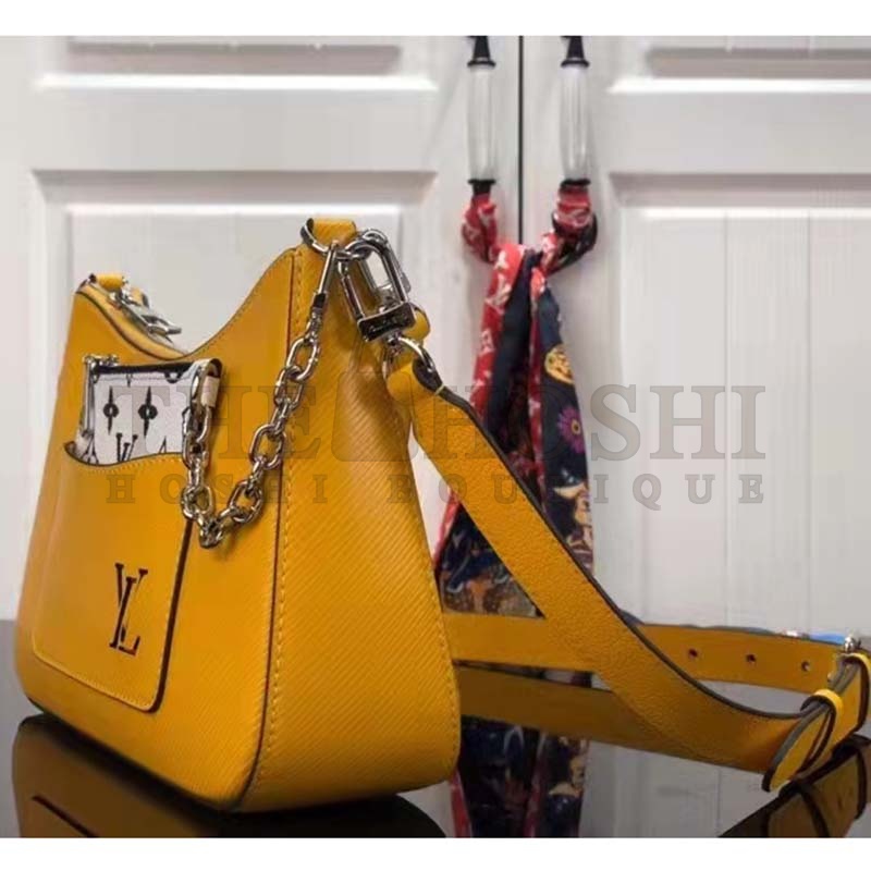 L0vis Vvtt0n LV Women Marelle Handbag Yellow Epi Grained Cowhide Leather Canvas Master Quality