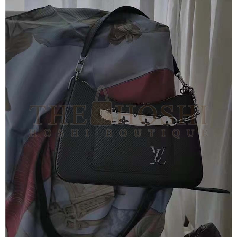 L0vis Vvtt0n LV Women Marelle Handbag Quartz Black Epi Grained Cowhide Canvas Master Quality