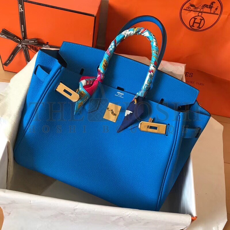 H**me5 Blue Birkin 30cm Clemence Handmade Bag Master Quality
