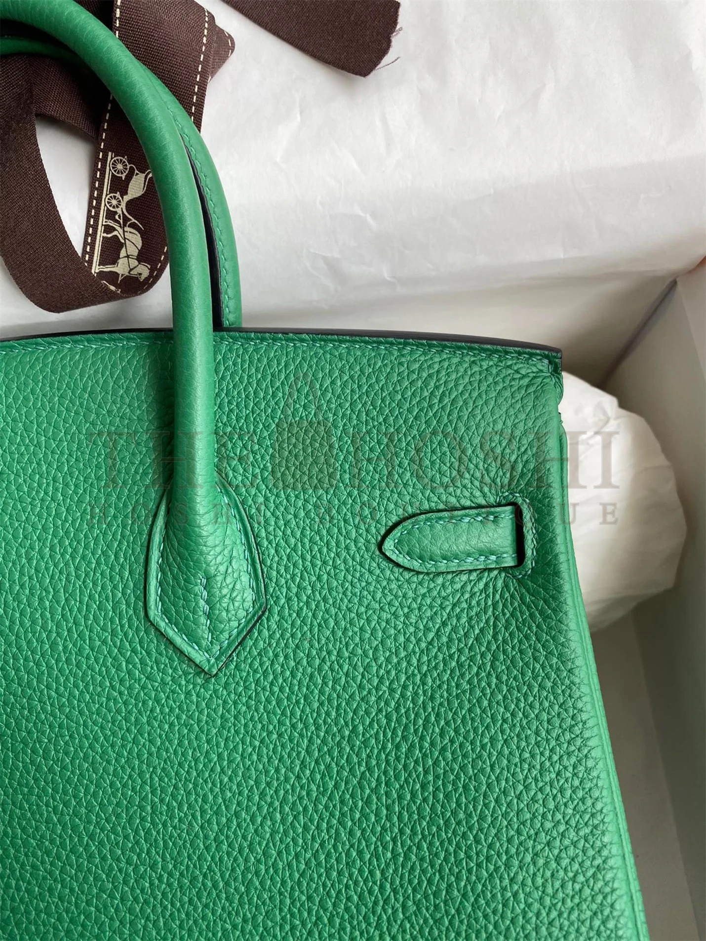 H**me5 Birkin 25 Retourne Handmade Bag In Vert Vertigo Clemence Leather Master Quality