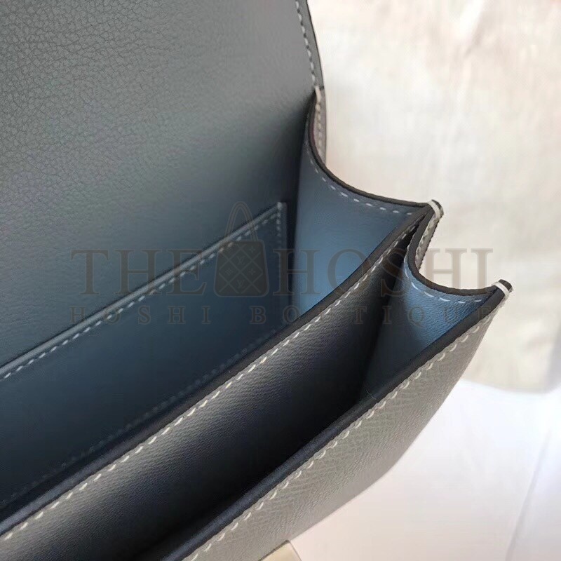 H**me5 Mini Constance 18cm Epsom Blue Lin Bag Master Quality