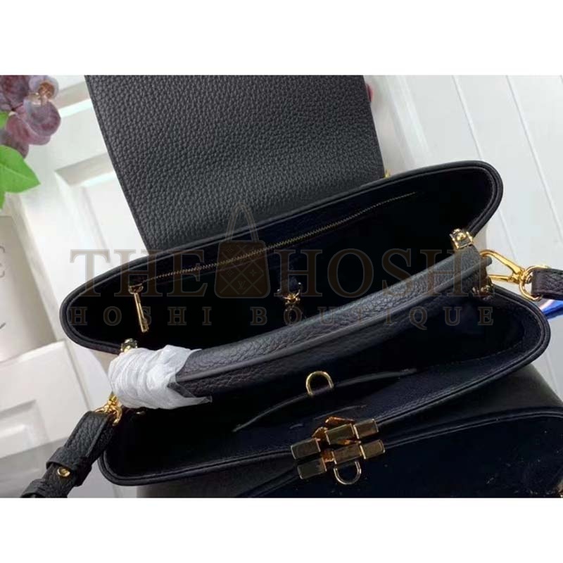 L0vis Vvtt0n LV Women Capucines MM Handbag Black Taurillon Leather Canvas Master Quality