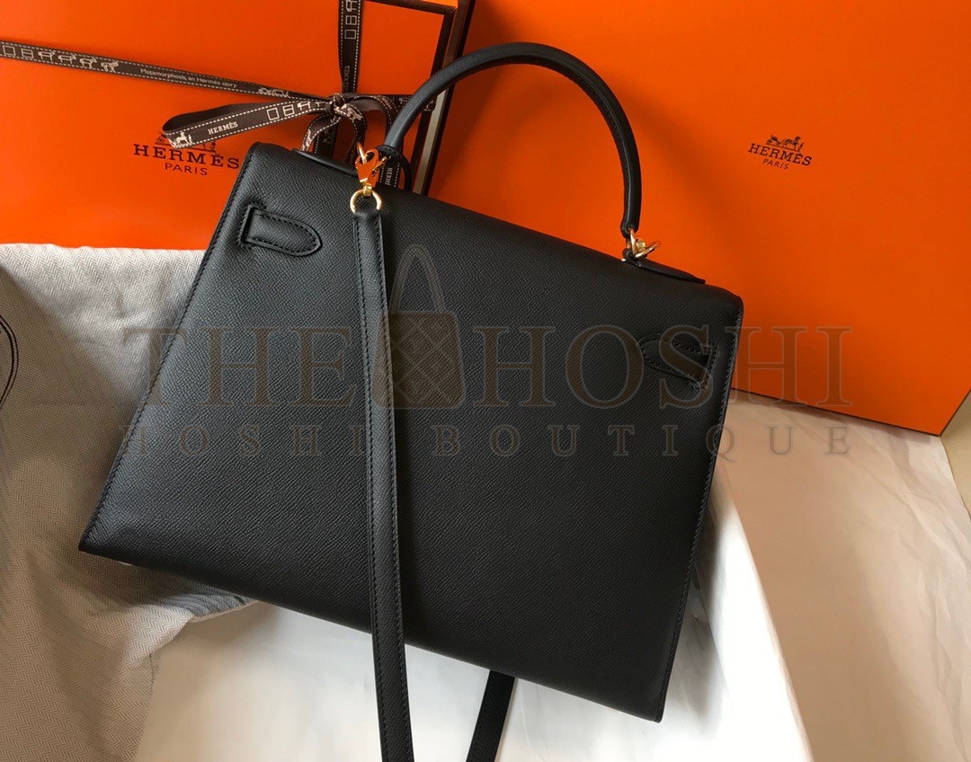 H**me5 Kelly 32cm Sellier Bag in Black Epsom Calfskin GHW Master Quality