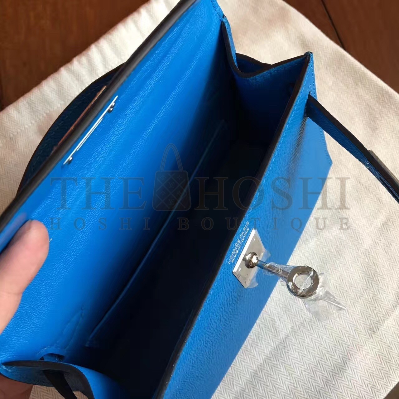 H**me5 Blue Izmir Epsom Kelly Mini II Handmade Bag Master Quality