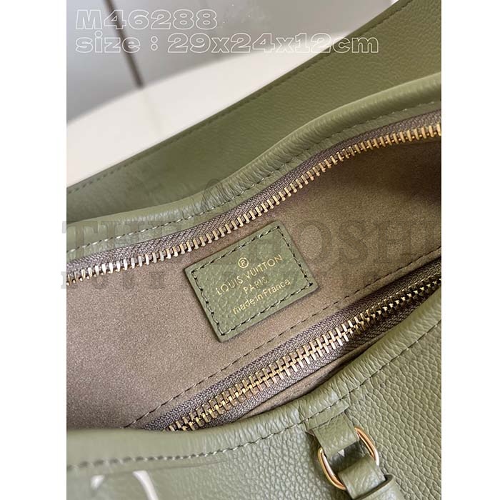 L0vis Vvtt0n LV Women CarryAll PM Bag Light Khaki Cream Monogram Empreinte Embossed Grained Cowhide Leather Master Quality
