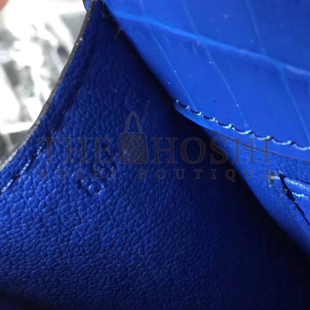 H**me5 Medor Clutch Bag In Blue Crocodile Leather Master Quality
