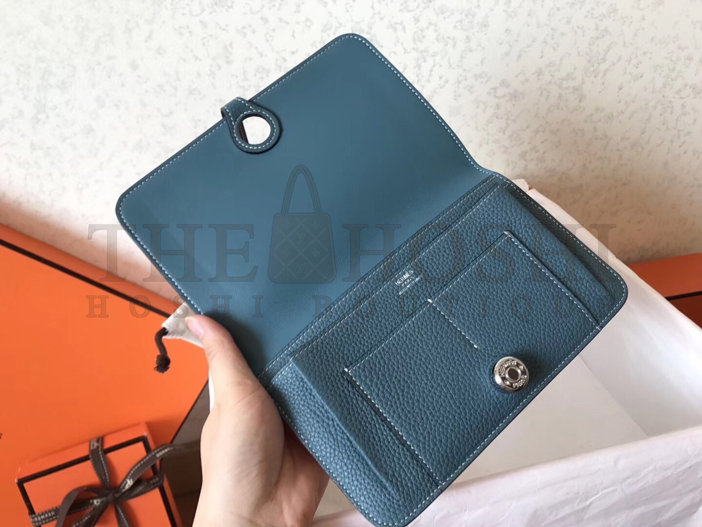 H**me5 Bicolor Dogon Duo Wallet In Red/Jean Leather Master Quality