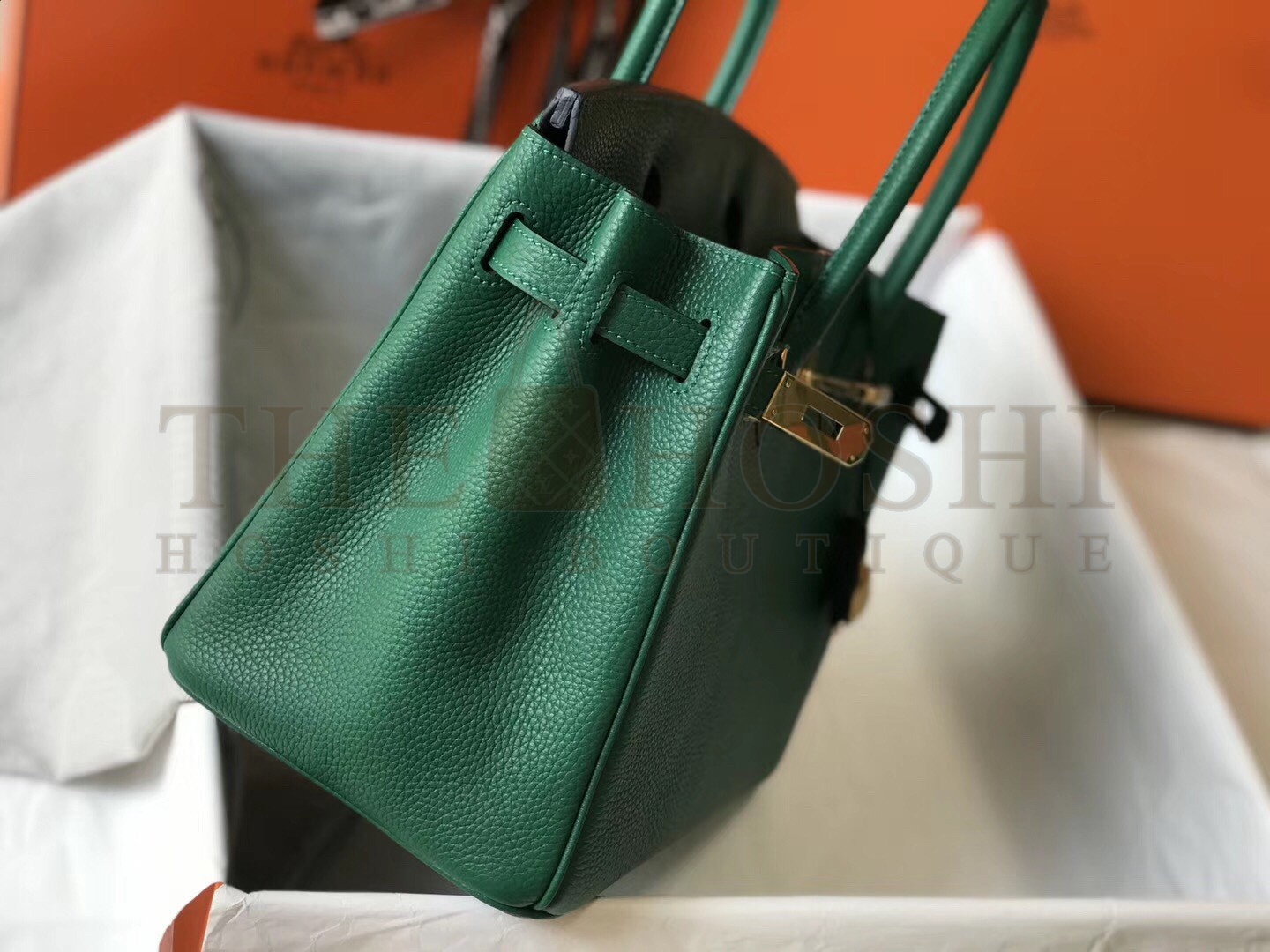 H**me5 Birkin 30 Bag in Vert Vertigo Clemence Leather with GHW Master Quality