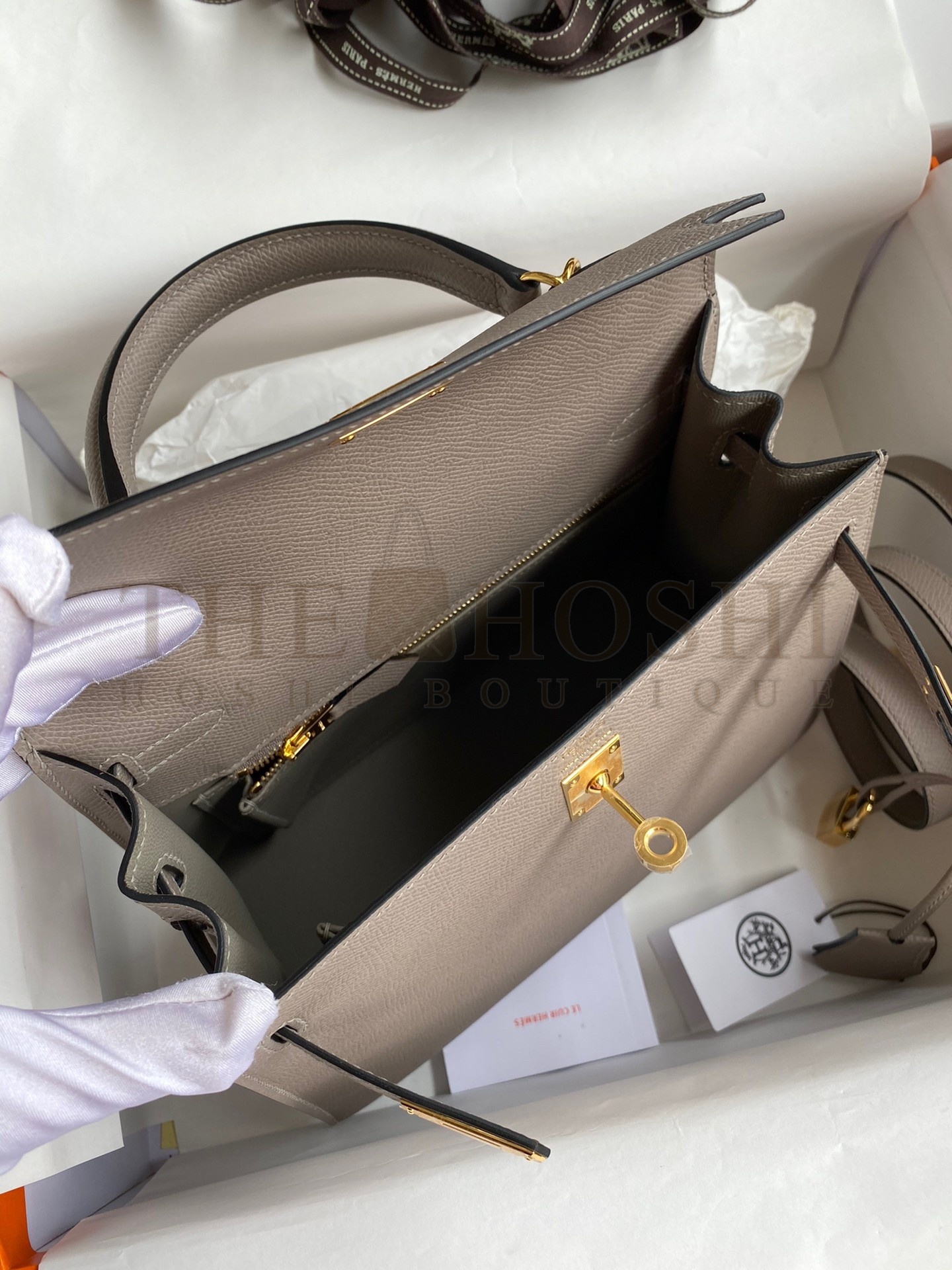 H**me5 Epsom Kelly 25cm Sellier Handmade Grey Bag Master Quality