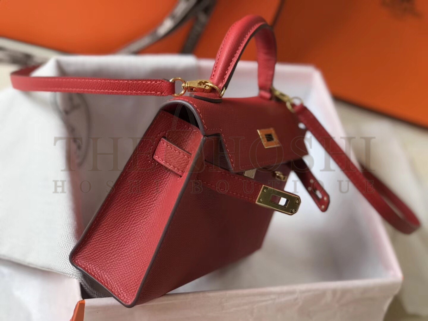H**me5 Kelly Mini II Bag In Rouge Vif Epsom Leather Master Quality