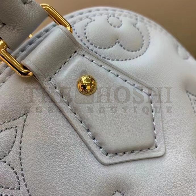 L0vis Vvtt0n LV Women Alma BB Handbag Blue Quilted Embroidered Smooth Calf Leather Master Quality