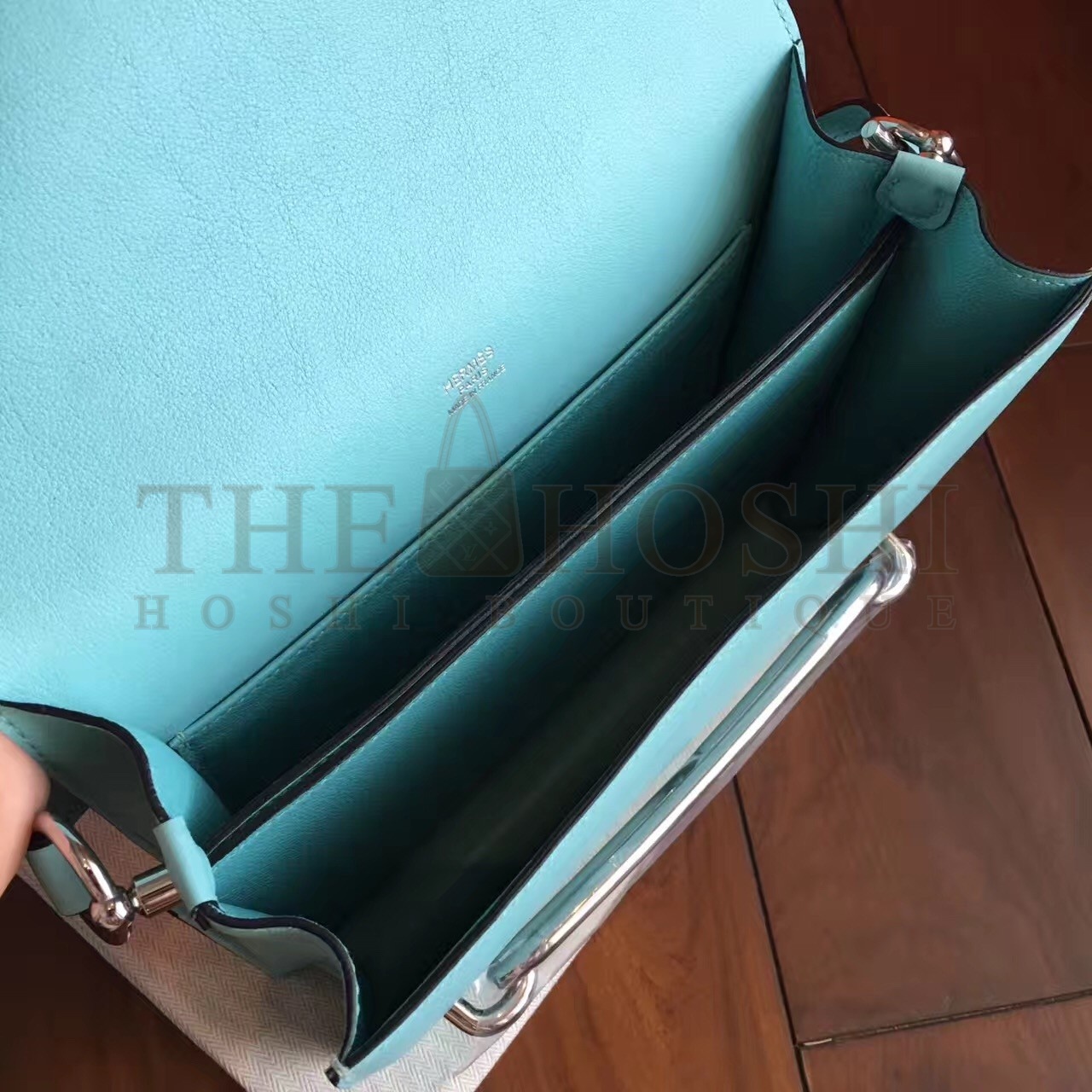 H**me5 Mini Sac Roulis Bag In Blue Atoll Swift Leather Master Quality