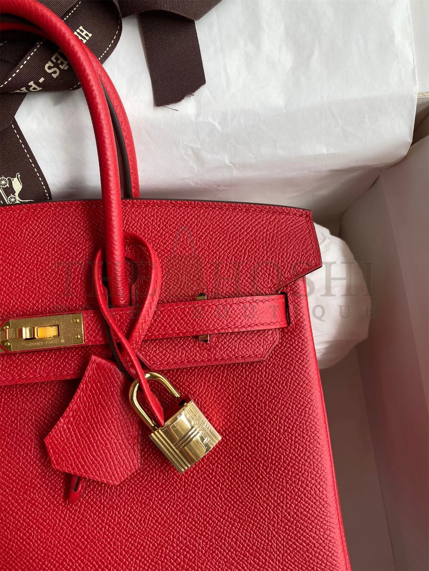 H**me5 Birkin 25 Retourne Handmade Bag In Red Epsom Calfskin Master Quality