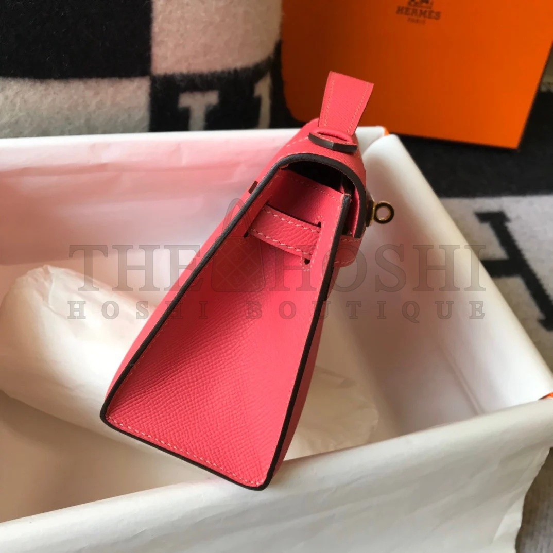 H**me5 Kelly Pochette Clutch Bag In Rose Lipstick Epsom Leather Master Quality