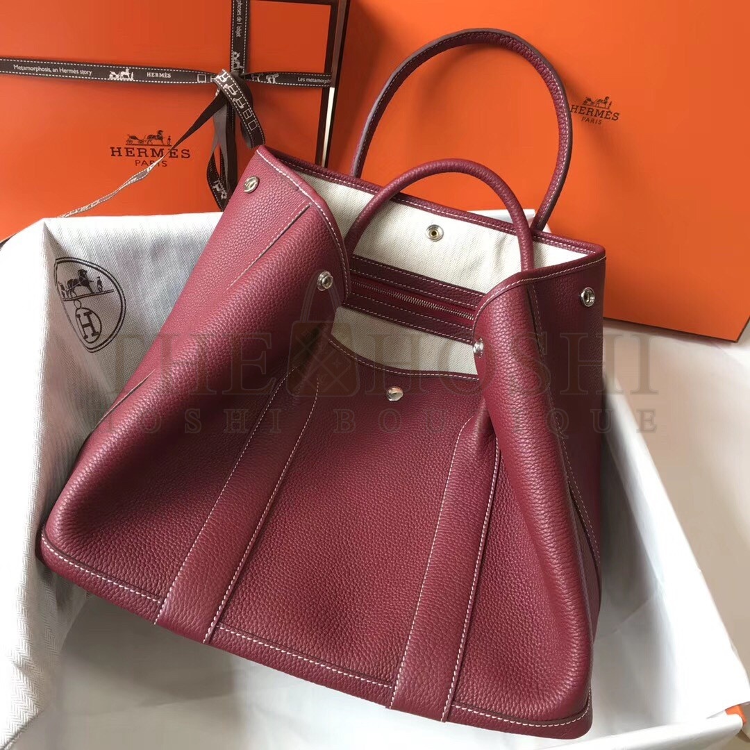 H**me5 Garden Party 30 Bag In Bordeaux Clemence Leather Master Quality